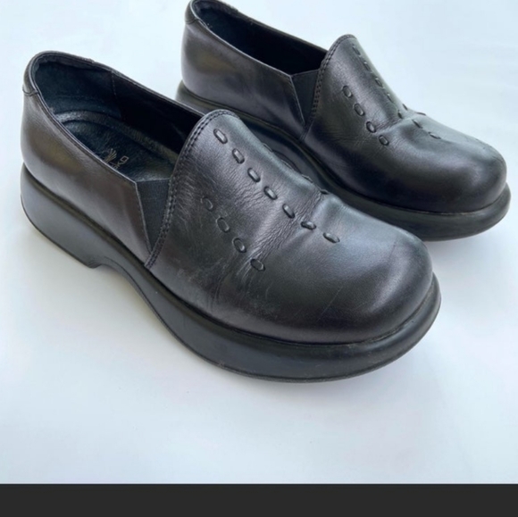 Vintage Dansko y2k 90s clogs shoes 37/6.5/7 black textured mule clog funky boho - Picture 3 of 12